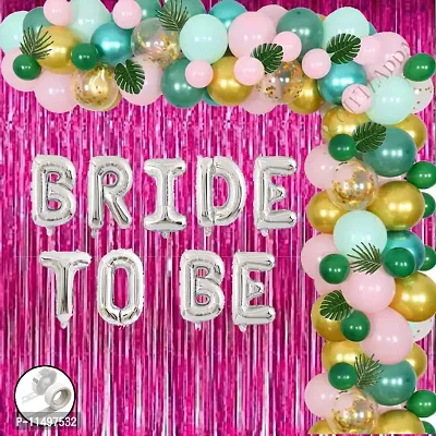 Bride To Be Balloons Decoration Items || Bridal Shower / Bachelorette Party / Hen Party / Mehndi Night /Haldi Ceremony Decoration Item (Bride To Be Silver Combo)-thumb0