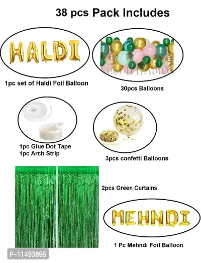 Bride To Be Balloons Decoration Items || Bridal Shower / Bachelorette Party / Hen Party / Mehndi Night /Haldi Ceremony Decoration Item (Haldi Mehndi Golden Combo)-thumb3