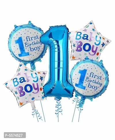 1st Birthday Blue Foil Balloons