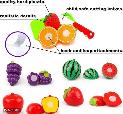Realistic sliceable Fruits Cutting Play Kitchen Set Toy with Various Fruits,Vegetables,Knives and Cutting Boards for Kids,Multi Color-thumb4