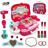 Beauty Makeup Pretend Play Toy Set for Girl with Makeup Accessories and Carry Suitcase,Plastic,Multi color-thumb1