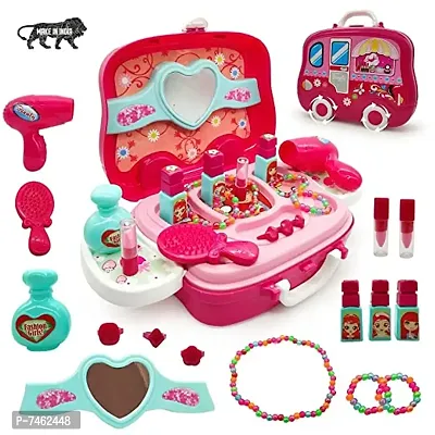 Beauty Makeup Pretend Play Toy Set for Girl with Makeup Accessories and Carry Suitcase,Plastic,Multi color-thumb2