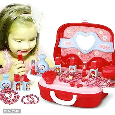 Beauty Makeup Pretend Play Toy Set for Girl with Makeup Accessories and Carry Suitcase,Plastic,Multi color-thumb3
