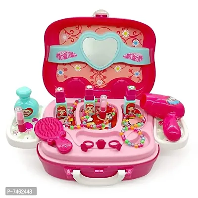 Beauty Makeup Pretend Play Toy Set for Girl with Makeup Accessories and Carry Suitcase,Plastic,Multi color-thumb4
