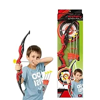 Plastic Archery Real Bow and Arrow Set with Target Board and 3 Arrows Toys for Adults/Kids (Grey Color)-thumb1