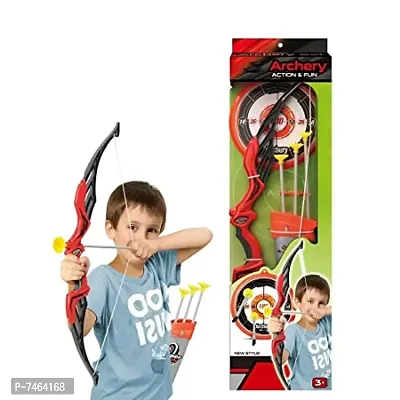 Plastic Archery Real Bow and Arrow Set with Target Board and 3 Arrows Toys for Adults/Kids (Grey Color)-thumb2