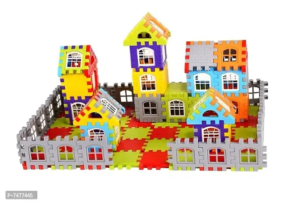 108 Pcs Including Attractive Windows Medium Sized Happy Home House Building Blocks with Smooth Rounded Edges-thumb0