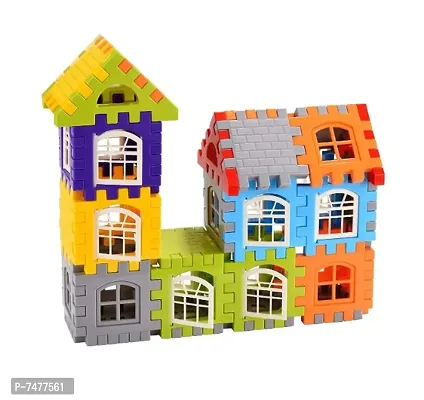 72 Pieces Building Blocks for Kids,Blocks House Building Blocks with Windows, Block Game for Kids (Multicolor) (House Block)-thumb0