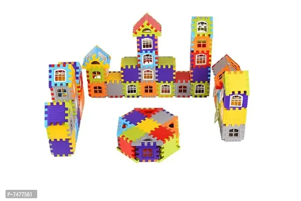 72 Pieces Building Blocks for Kids,Blocks House Building Blocks with Windows, Block Game for Kids (Multicolor) (House Block)-thumb2