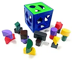 Plastic Geometric Puzzle Stacker Shape Sorter Cube Stacking Set Kids Games Age 3+ Activity Toys Creative Buildings Bricks  Blocks Learning Gift Boys Girls-thumb1