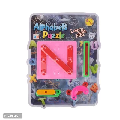 Puzzle Toys For Kids 3+ Years Wooden Alphabets Construction Puzzle Toys For Kids 3 To 5 Years | 28 Piece Wooden Puzzles Board | Great Tool For Teaching Letters, Numbers  Common Shapes