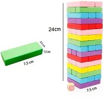 54 Pcs 1 Dice Challenging Color Wooden Blocks Tumbling Stacking jenga Game for Adults and Kids-thumb1