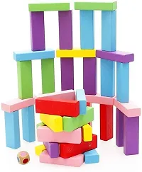 54 Pcs 1 Dice Challenging Color Wooden Blocks Tumbling Stacking jenga Game for Adults and Kids-thumb3