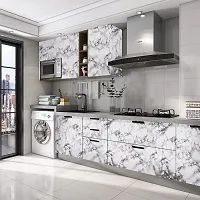 white grey Marble Wallpaper 60CM X 200 cm Marble Contact Paper Black White Grey Granite Wallpaper Peel and Stick Marble Self Adhesive Paper for Countertop Cabinets Kitchen Bathroom-thumb3