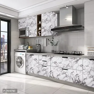 white grey Marble Wallpaper 60CM X 200 cm Marble Contact Paper Black White Grey Granite Wallpaper Peel and Stick Marble Self Adhesive Paper for Countertop Cabinets Kitchen Bathroom-thumb4