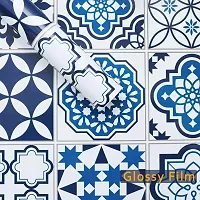 Blue Floral Design Wallpaper sticker for Home Decorati(13 sq ft)-thumb1