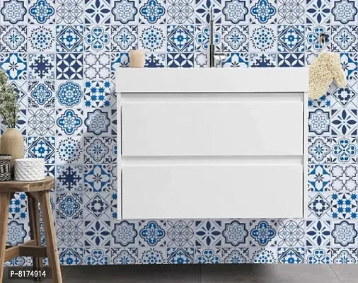 Blue Floral Design Wallpaper sticker for Home Decorati(13 sq ft)-thumb3