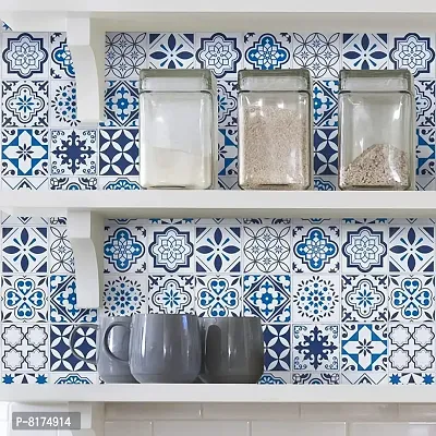 Blue Floral Design Wallpaper sticker for Home Decorati(13 sq ft)-thumb4