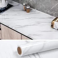Kitchen Wallpaper (60 * 200 cm) DIY PVC Shelf Liner, Furniture, Almirah, Table Top, Wardrobe, Kitchen Cupboard Decal (White Marble)-thumb1