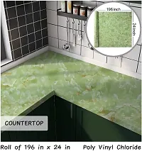 Marble Aluminum Foil Kitchen Stickers, Oil-Proof, Waterproof Self Adhesive Wallpaper, PVC Bathroom Wall Stickers C (Green Marble Foil Paper)-thumb3