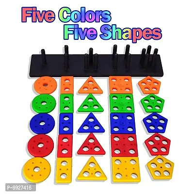 Plastic Angle Geometric Stacker Shape Sorter Blocks,Educational Intelligence Early Learning Column Puzzle Stacking Toy Set for Todder Kids Boys  Girls
