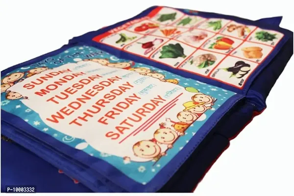 Kids Pillow Book McFarlane Cushion Soft Interactive Learning Experience Hindi-English Alphabet, Vegetables, Body Parts, Numbers, Animal, Emojis | Plush Cotton Pillow