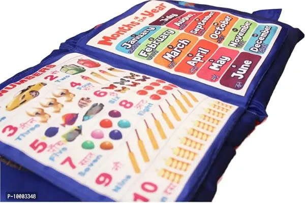 Learning Cushion Pillow Book for Kids with Study 2 Languages to Learn - English and Hindi, Soft Cushion Book Baby Play