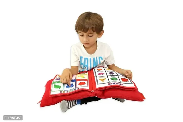 Learning Pillow Book Kids with English and Hindi Languages Alphabet, Numbers, Animal Names, Interactive Velvet Learning Cushion Book for Baby Children