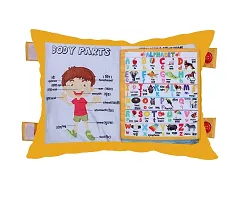 Kids Learning Cushion Pillow Cum Book with English and Hindi Alphabet, Numbers, Animal Names | Velvet Cushion Book for Interactive Learning For Children (Multicolor)-thumb1
