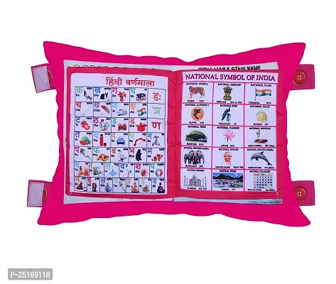 Educational Pillow For Kid's Education Toys For Kids Learning Cushion Pillow Cum Book with English and Hindi Alphabets, Numbers, Animals Names | Cushion Book for Interactive Learning for Kids.-thumb2