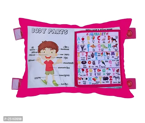 Kid's Learning Cotton Pillow Cum Book with English and Hindi Alphabets, Numbers, Animals Names Learning for Kids Velvet Cushion Book-thumb4