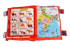 Kid's Learning Cushion Pillow Cum Book with English and Hindi Alphabets, Numbers, Animals Names | Velvet Cushion Book for Interactive Learning for Kids-thumb2