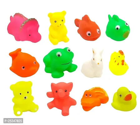 Natural Rubber Non-Toxic Squeeze Chu Sound Bath Animal Shape Toys, Multicolour, 12 Pieces