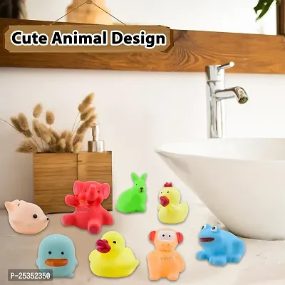 Natural Rubber Non-Toxic Squeeze Chu Sound Bath Animal Shape Toys, Multicolour, 12 Pieces