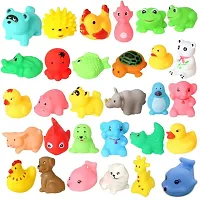 Mix Cute Animals Swimming Water Toys Non-Toxic,BPA Free Colorful Soft Rubber Float Squeeze Sound Squeaky Bathing Toy for Baby Chu Chu Toy Set - Mix Animals (Pack of 12)-thumb3