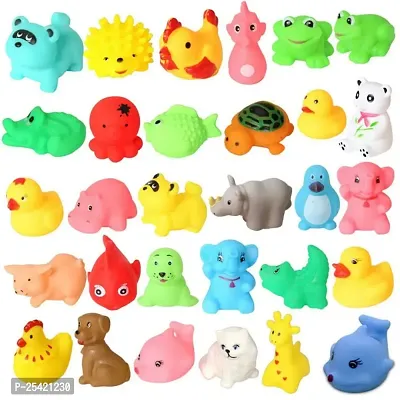 Mix Cute Animals Swimming Water Toys Non-Toxic,BPA Free Colorful Soft Rubber Float Squeeze Sound Squeaky Bathing Toy for Baby Chu Chu Toy Set - Mix Animals (Pack of 12)-thumb4