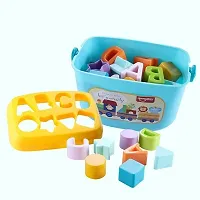 Baby Plastic First Block Shapes and Sorter, 16 Blocks, ABCD Blocks with Other Shapes, Toys for 6 Months to 2 Years Old for Boys and Girls-thumb1