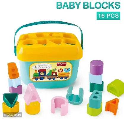 New Latest Baby Plastic First's Block Shapes and Sorter, 16 Blocks, ABCD Blocks with Other Shapes, Toys for 6 Months to 2 Years Old Kids for Boys and Girls Educational Toys-thumb3