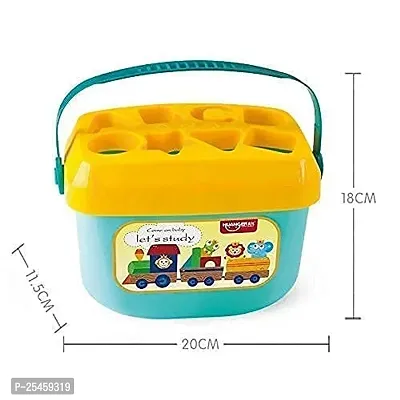 First Shape Sorting Blocks Learning Educational Activity Toys 16 Building Collection ABCD Shapes Alphabets GameKids Activity Cube to Kids Development Storage Bucket Counting Learning Toys, Pack Of 1-thumb0