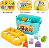 First Shape Sorting Blocks Learning Educational Activity Toys 16 Building Collection ABCD Shapes Alphabets GameKids Activity Cube to Kids Development Storage Bucket Counting Learning Toys, Pack Of 1-thumb1