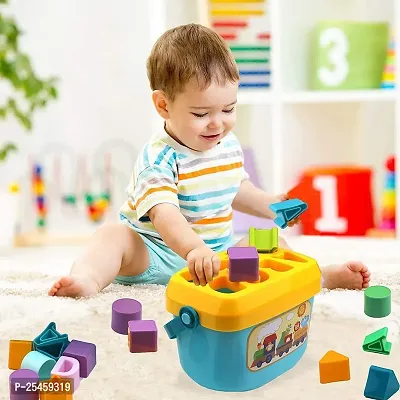 First Shape Sorting Blocks Learning Educational Activity Toys 16 Building Collection ABCD Shapes Alphabets GameKids Activity Cube to Kids Development Storage Bucket Counting Learning Toys, Pack Of 1-thumb5