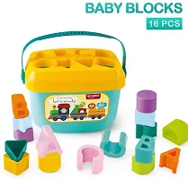 Baby First Blocks Activity Toys Sorter Baby and Toddler Toy ABCD Learning Shape Alphabets Storage Bucket Toys Sorting Game Developmental Educational Toy Children 16 Building Blocks-thumb2