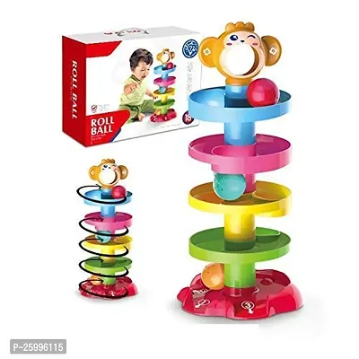 First Class Toys Animal Roll Ball Toy for Kids Above 1 Year. Fun Roll Ball Monkey Toy Drop Game. 5 Layered Stack Educational Toys for The Ball Drop and roll, spiralling Down.-thumb2