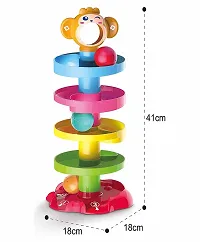 First Class Toys Animal Roll Ball Toy for Kids Above 1 Year. Fun Roll Ball Monkey Toy Drop Game. 5 Layered Stack Educational Toys for The Ball Drop and roll, spiralling Down.-thumb3