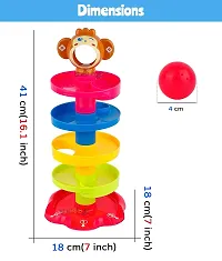 5 Layer Plastic Stack, Drop and Go Ball Drop and Roll Swirling Tower Ramp Development Educational Toys for Baby and Toddler (Multicolour)-thumb2