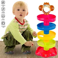 5 Layer Plastic Stack, Drop and Go Ball Drop and Roll Swirling Tower Ramp Development Educational Toys for Baby and Toddler (Multicolour)-thumb1