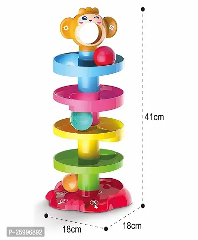 5 Layer Plastic Stack, Drop and Go Ball Drop and Roll Swirling Tower Ramp Development Educational Toys for Baby and Toddler (Multicolour)-thumb3
