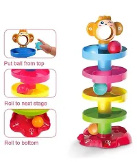 5 Layers Swirling Ball Ramp Roll Ball Toy for Baby Kids | Drop and Go Ball Stack and Toss Game with 3 Balls | Plastic | Multi Color | for Toddlers-thumb3