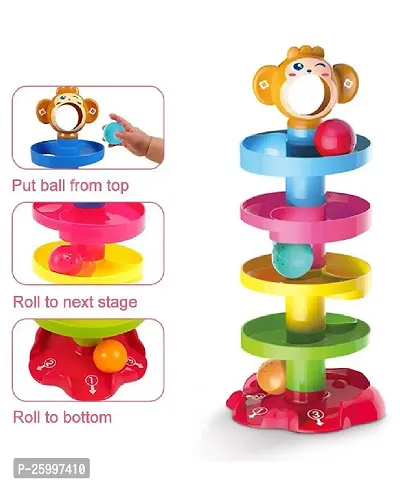 5 Layers Swirling Ball Ramp Roll Ball Toy for Baby Kids | Drop and Go Ball Stack and Toss Game with 3 Balls | Plastic | Multi Color | for Toddlers-thumb4