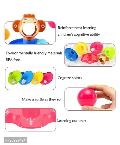 Monkey Roll Ball Drop Toy for Babies  Toddlers, Heavy Plastic 5 Layer Tower Run with Swirling Ramps and 3 Rattle Balls, Best for Early Education  Development - Multicolour